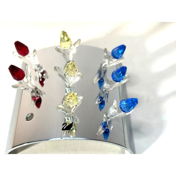 Swarovski SCS Crystal Miniature Tulip Flower 8 Flowers on Silver Tone Tray 2004 - Picture 2 of 6